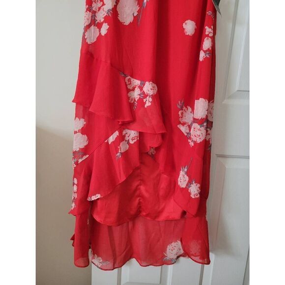 Lulus Love in Bloom Red Floral Print Off-the-Shoulder High-Low Dress XL NWT - Picture 6 of 8